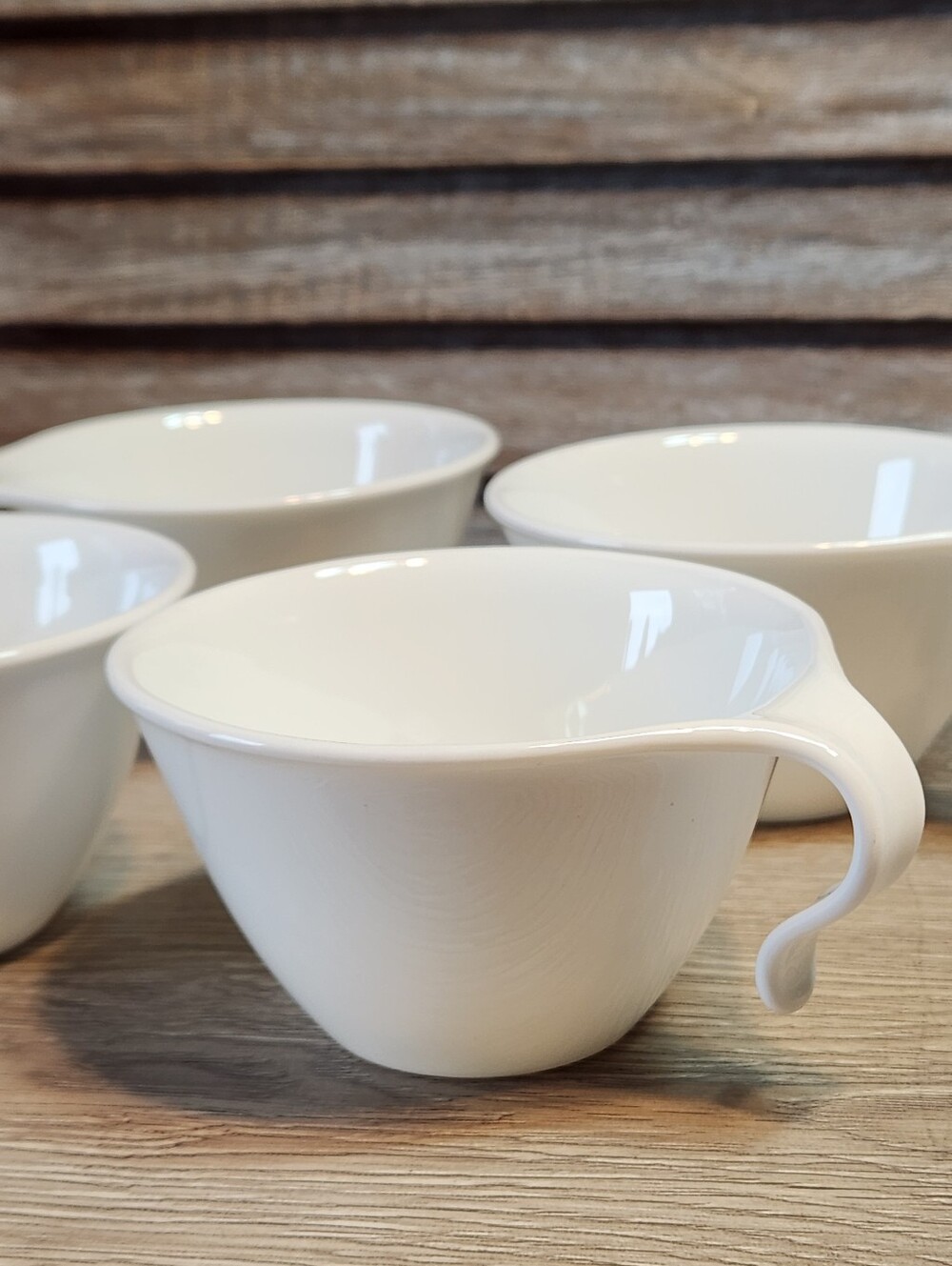 Vintage Corelle Corning Winter Frost White Stackable Coffee Cups Set of 4